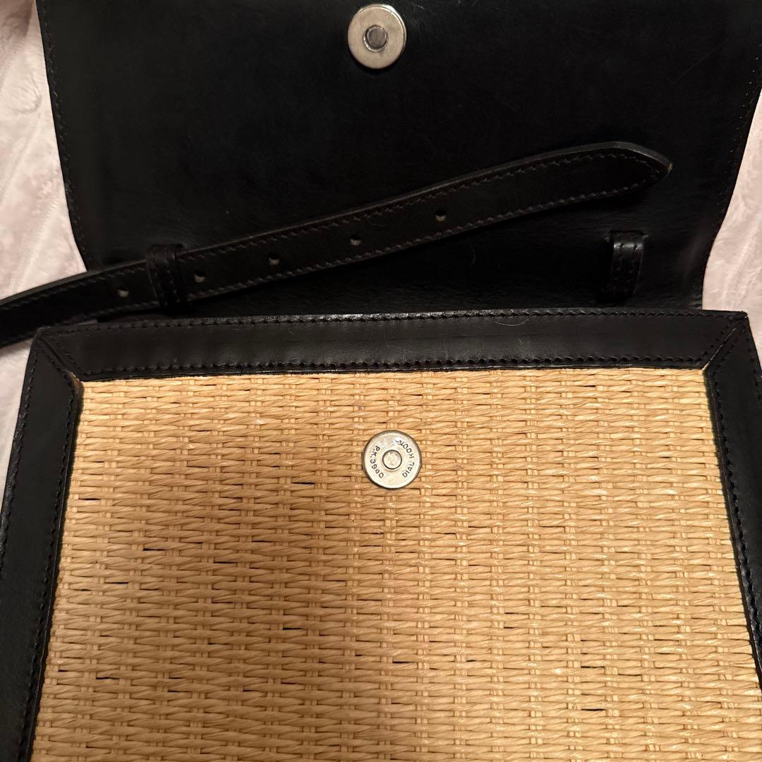 オールドラルフローレン　2way籠バッグ　レザー　ブラック　自立