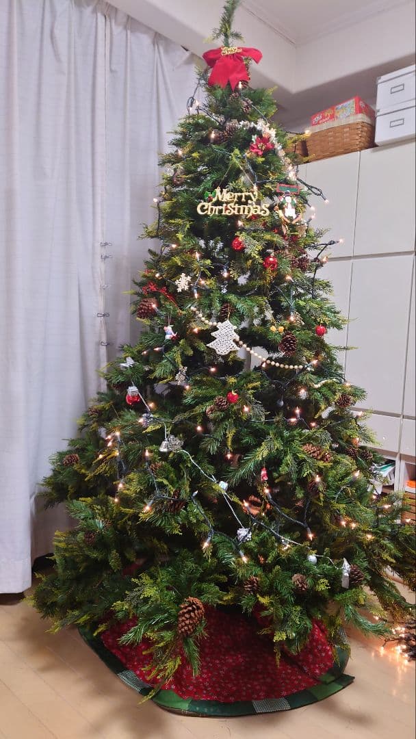 220〜240cm クリスマスツリー オーメント、電飾付き