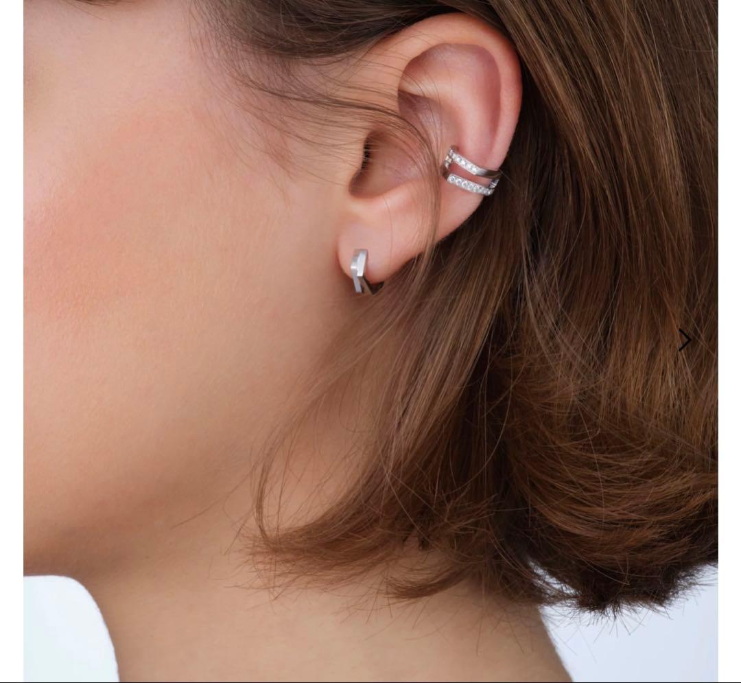 新品＊REPOSSI レポシ アンティフェールK18WG 2連ミニピアス