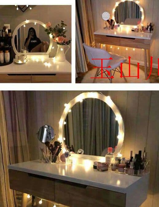 オシャレホワイ木製　ドレッサー　スツール　ライトセット玉山川泽出品h