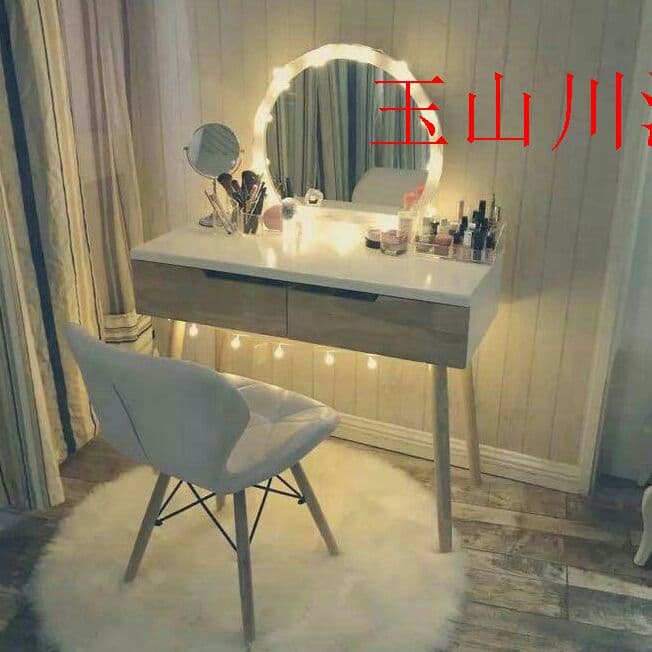 オシャレホワイ木製　ドレッサー　スツール　ライトセット玉山川泽出品h