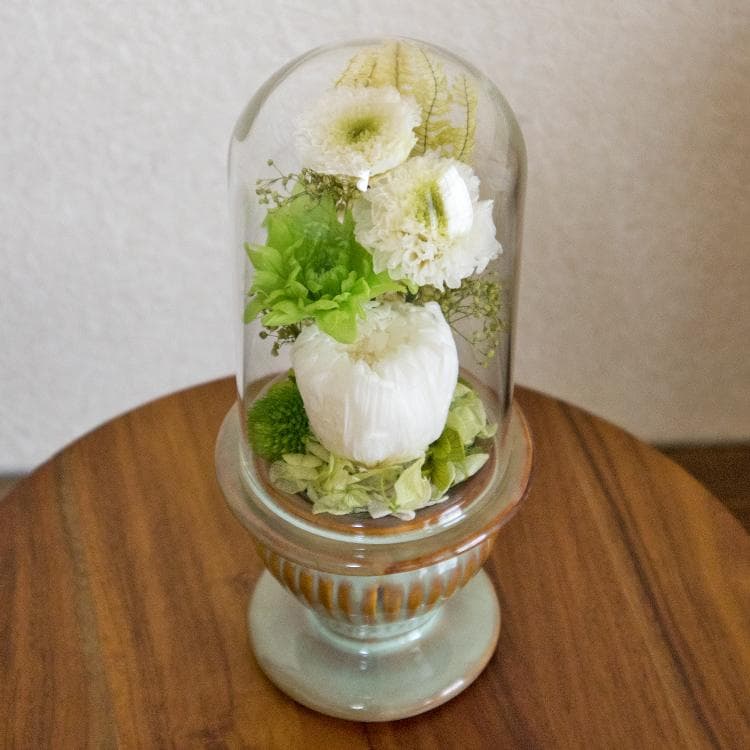 仏花 ドーム型一対（２個セット） 菊をベースにして ホワイト・グリーン