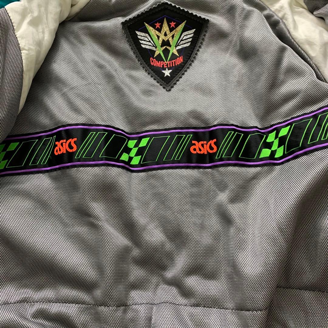 美品■アシックス レトロ　スキーウェア ホワイト マルチカラー M