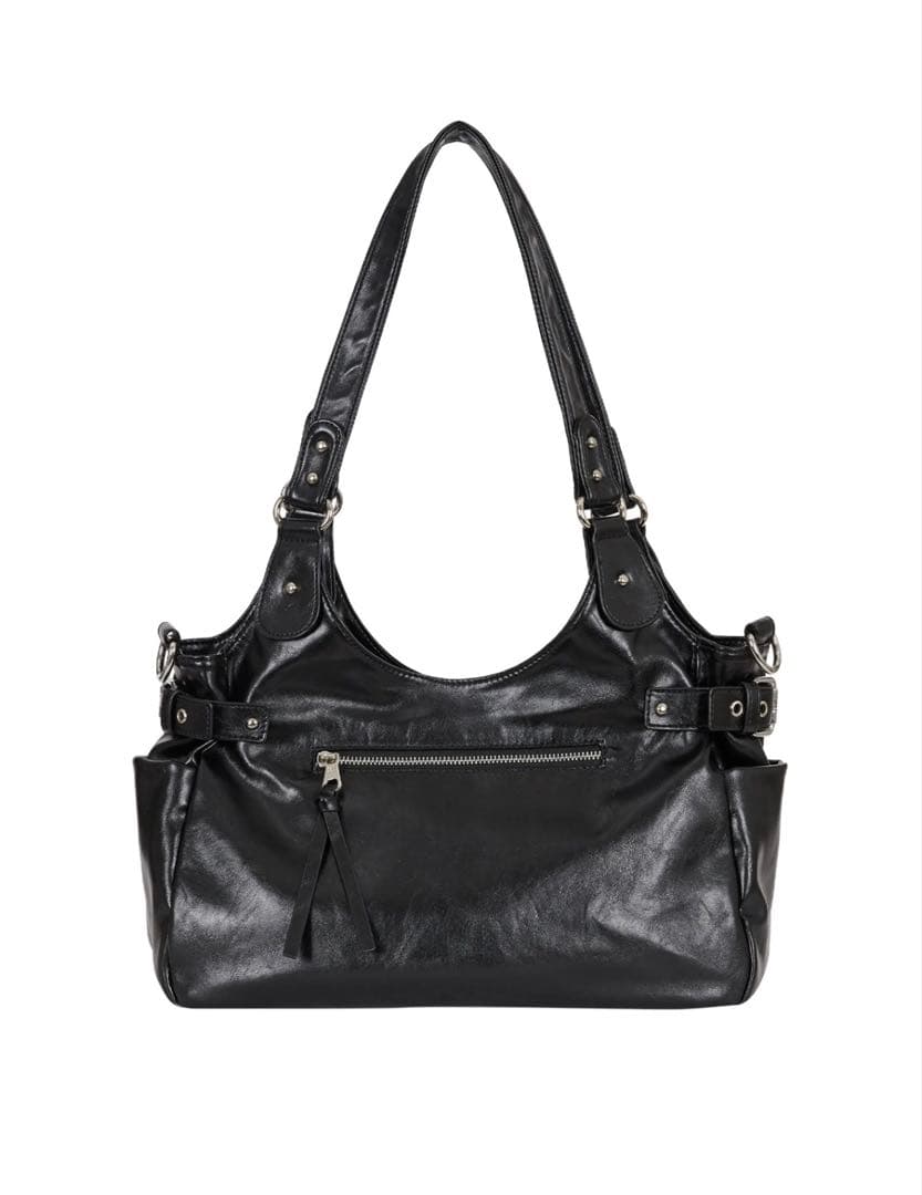 新品未使用 ILLIGO ブラックレザーショルダーバッグ