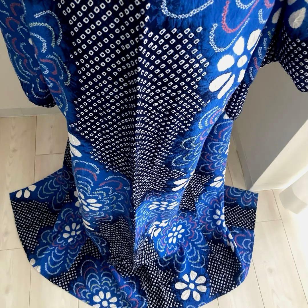 専用chaps❤️様 有松絞り　浴衣　上質　花模様　身丈160cm トーN2-78