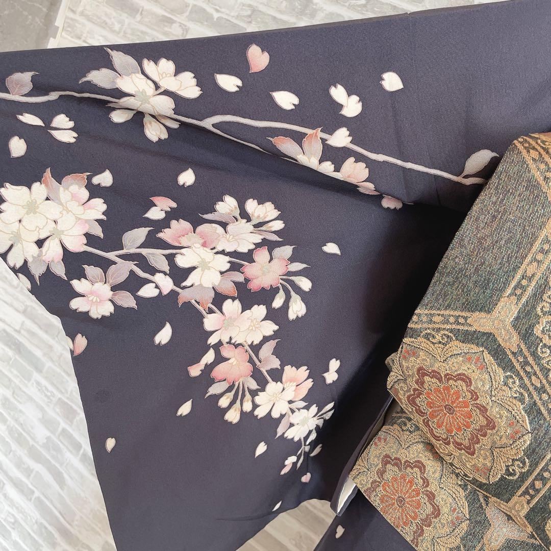 訪問着　フルセット　夜桜　艶やか　月明かり　雪輪　幻想的　P2