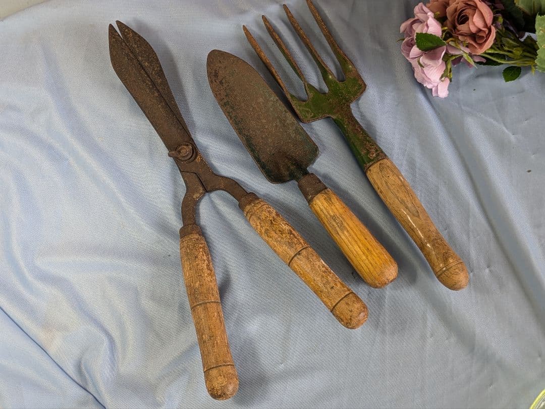 イギリス アンティーク ガーデニングツール園芸用品 3点セット