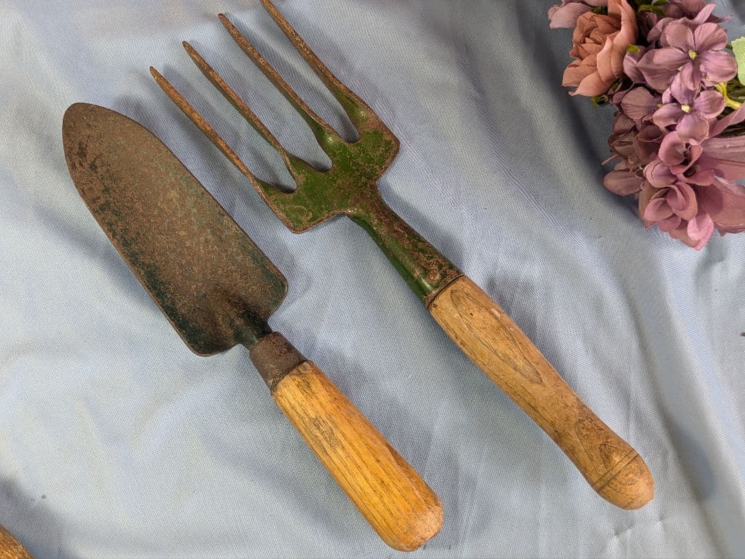 イギリス アンティーク ガーデニングツール園芸用品 3点セット