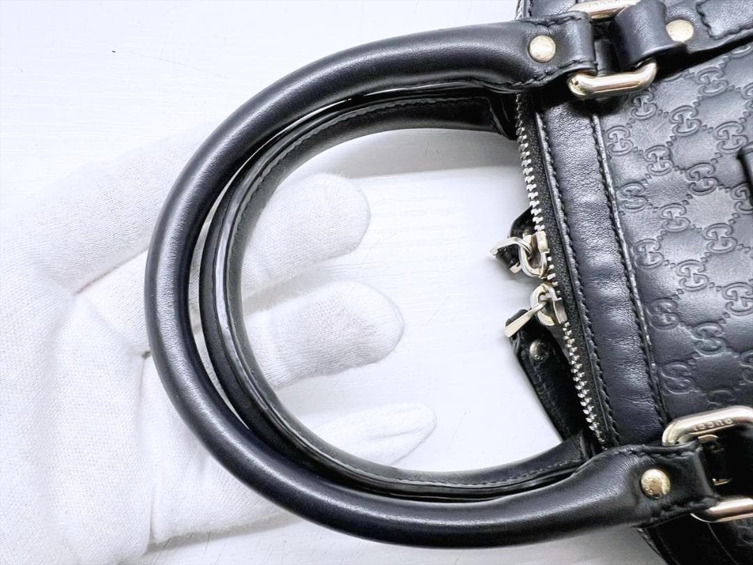 GUCCI　グッチ　マクロシマ　エンボス　ハンドバッグ　黒　449663