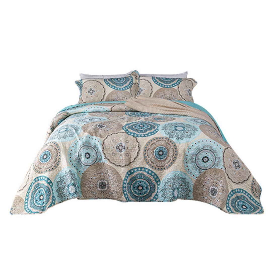 キルトベッドカバー3点セット綿マルチカバー キルティング 803