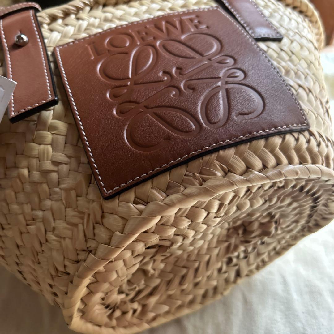 SALE LOEWE かごバッグ ストロー レザー