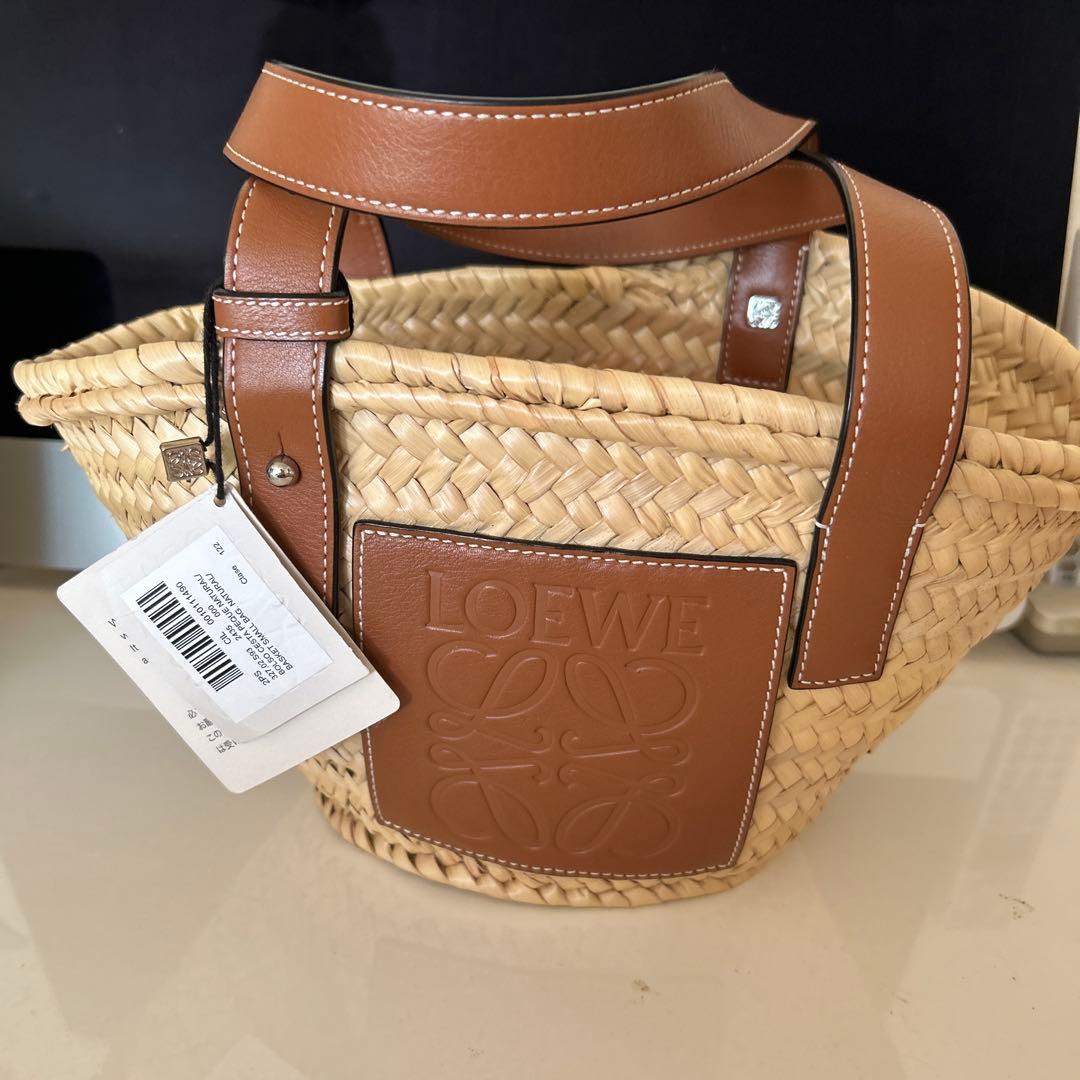 SALE LOEWE かごバッグ ストロー レザー