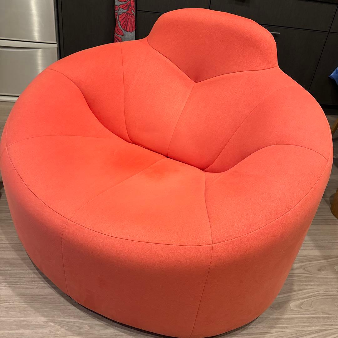 オレンジ ラウンド型 1人掛けソファ