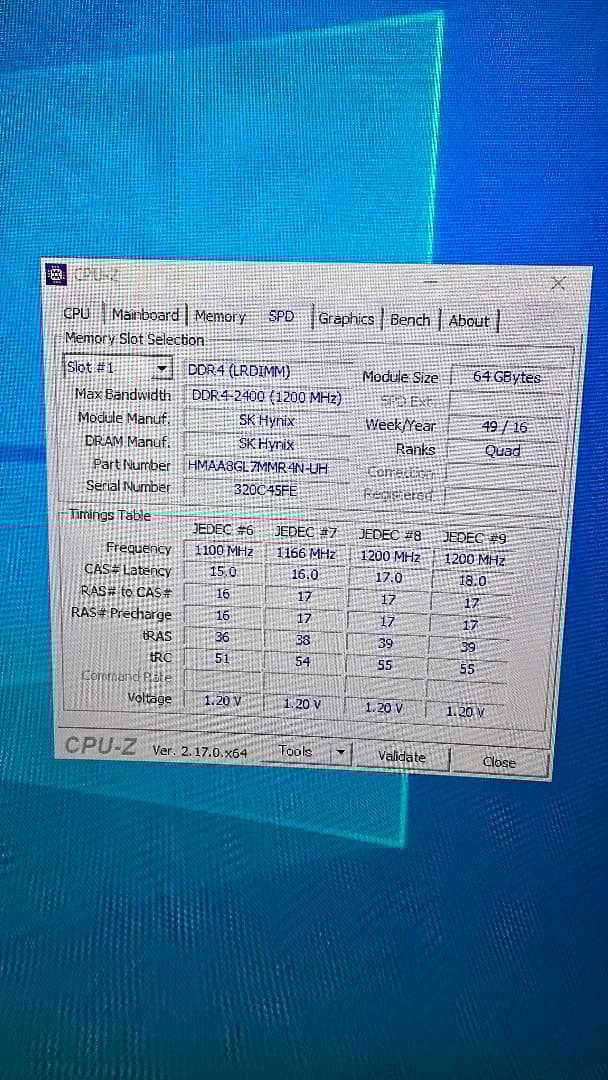 SKHynix DDR4 PC4-2400T 64GB ECCメモリ