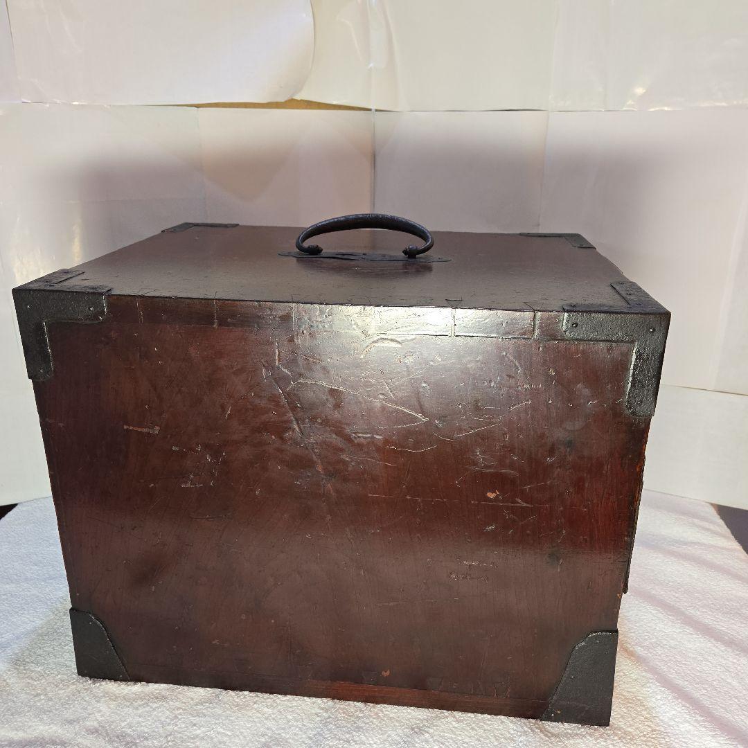 酒田地方　欅　船箪笥　鍵付　時代箪笥　古民具　銭函　銭箱　千両箱　舟箪笥　船金庫