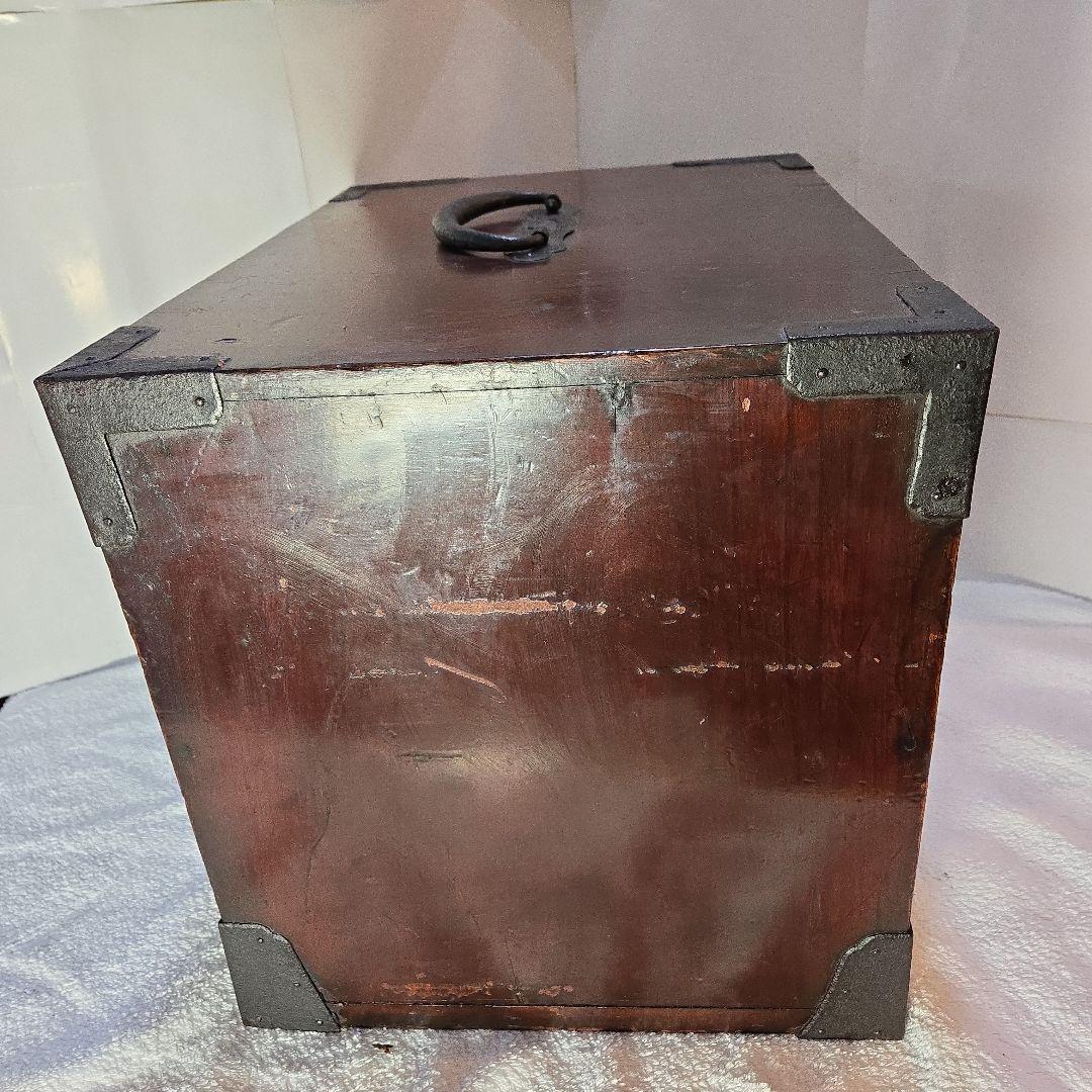 酒田地方　欅　船箪笥　鍵付　時代箪笥　古民具　銭函　銭箱　千両箱　舟箪笥　船金庫