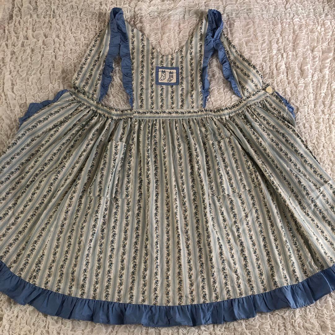 花柄 フリル エプロンドレス ヴィンテージ 日本製