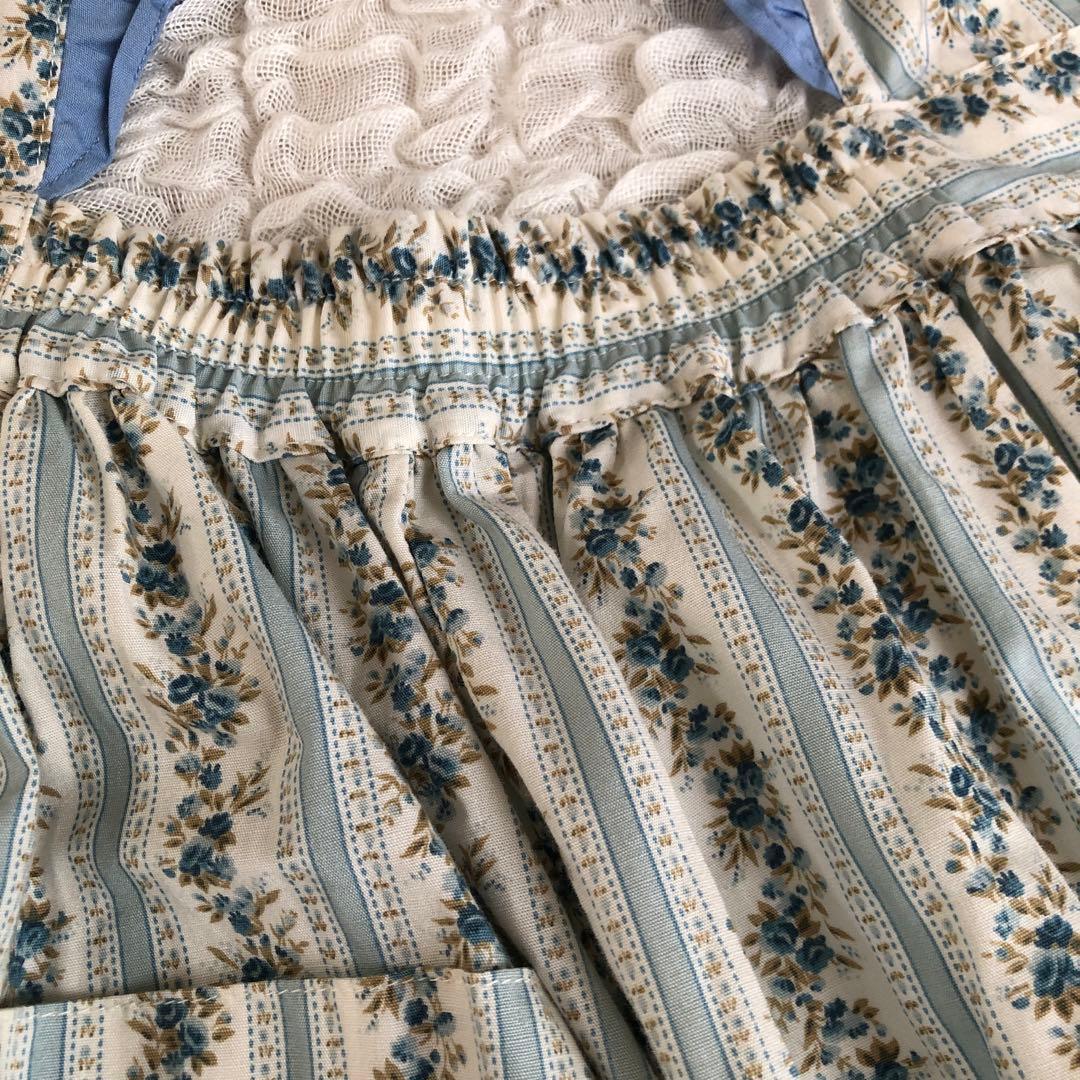 花柄 フリル エプロンドレス ヴィンテージ 日本製