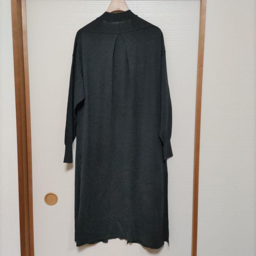 【未使用】ドレスハーセルフ　ロングカーディガン　シルク　チャコールグレー　M〜L