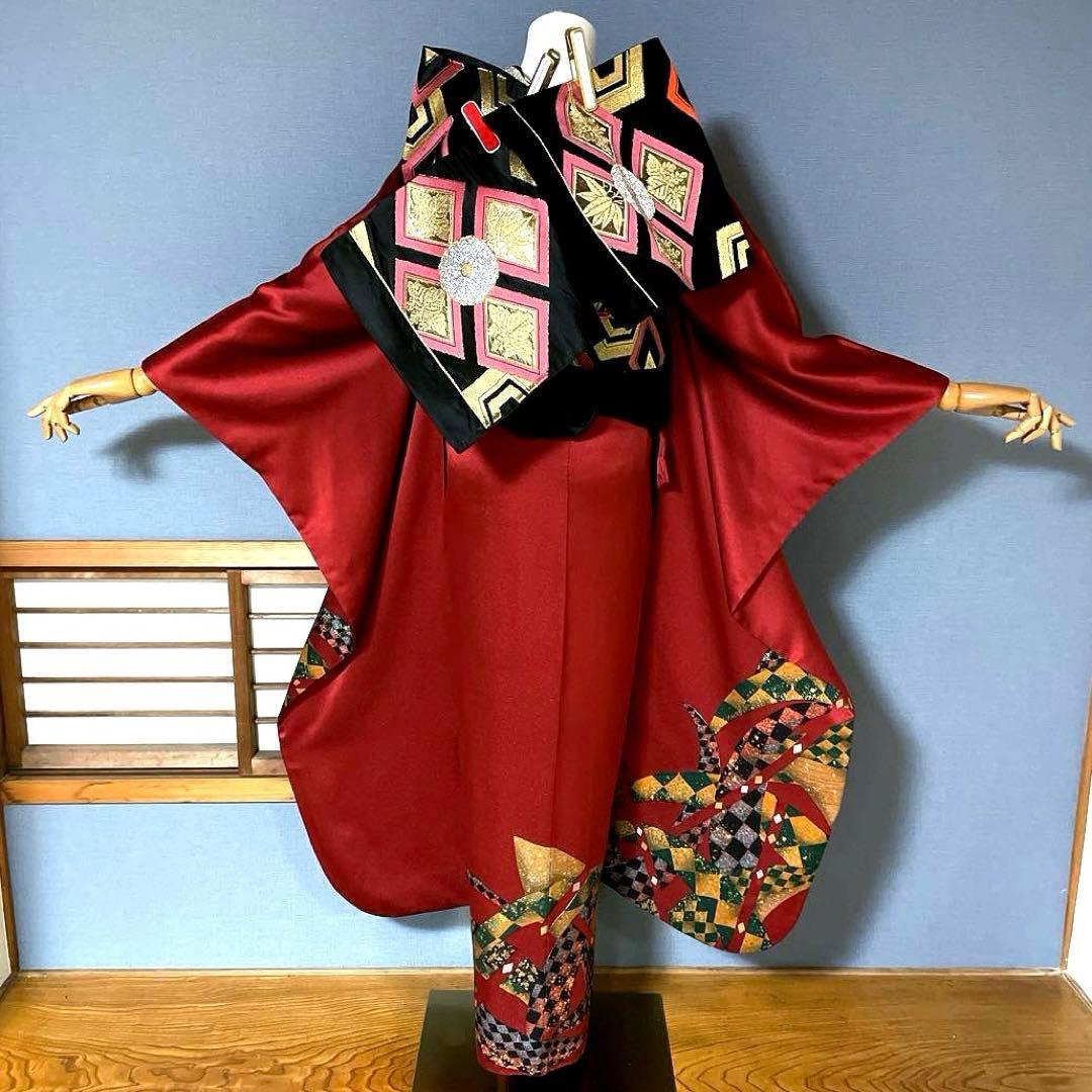 振袖フルセット　高身長　手描き友禅　コシノブランド　成人式振袖　振袖　裄丈68