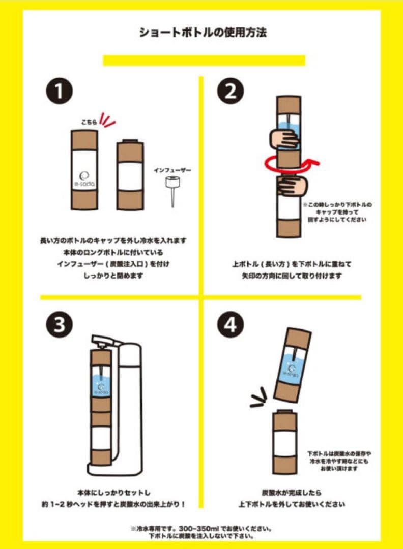 《新品未使用》e-sodaソーダメーカー　ショートボトル&ガスシリンダーセット