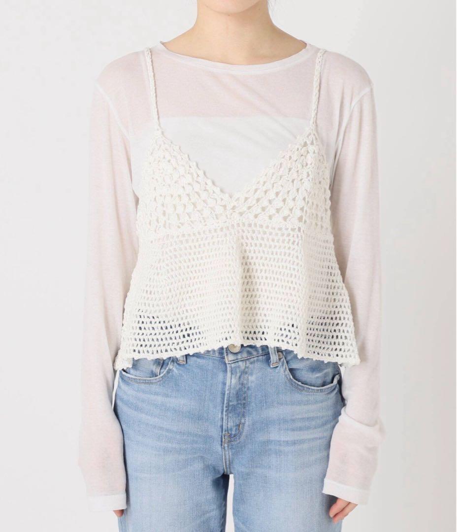 ホワイト かぎ編み キャミソール