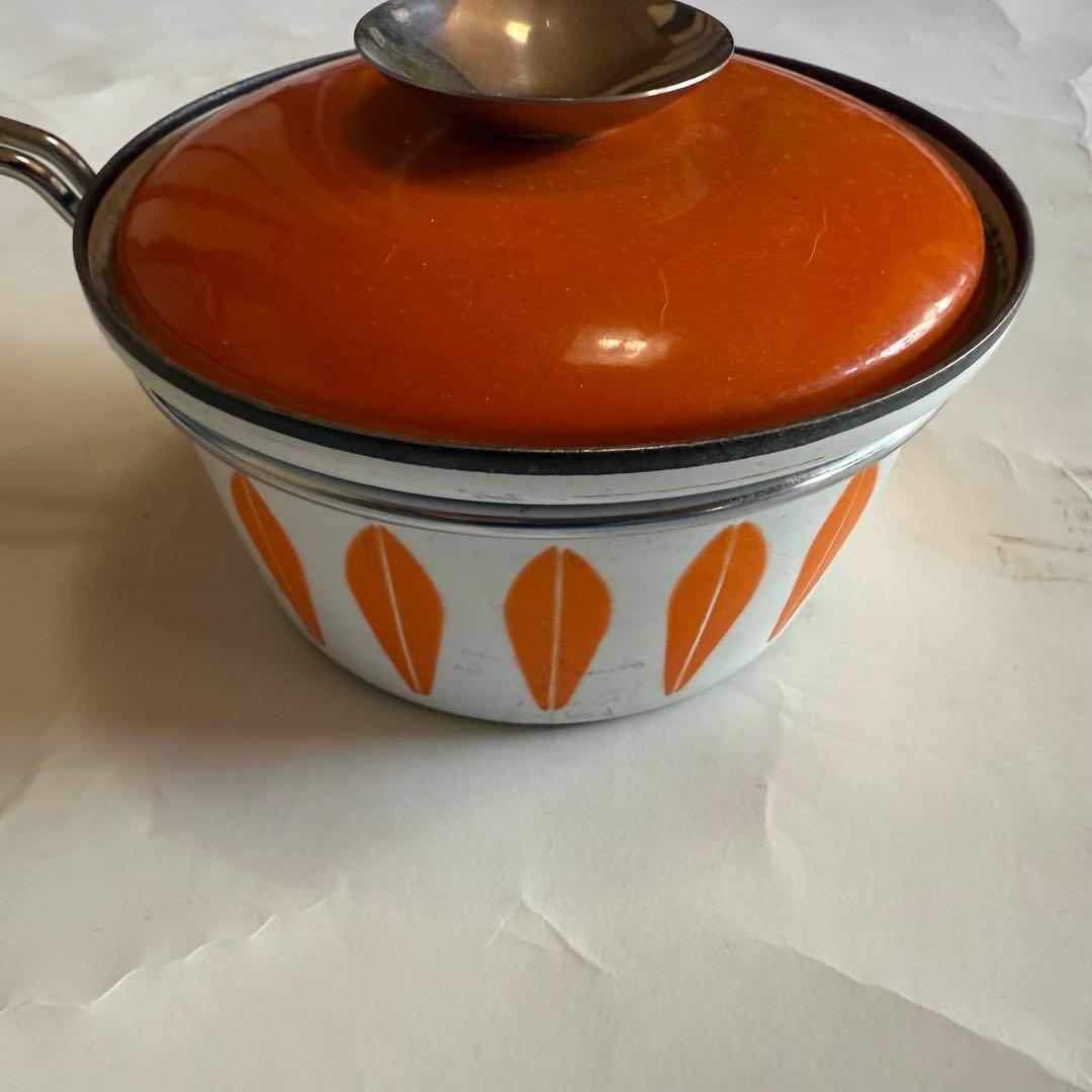 北欧ビンテージ食器　キャサリンホルム　ホーロー　片手鍋　ロータス