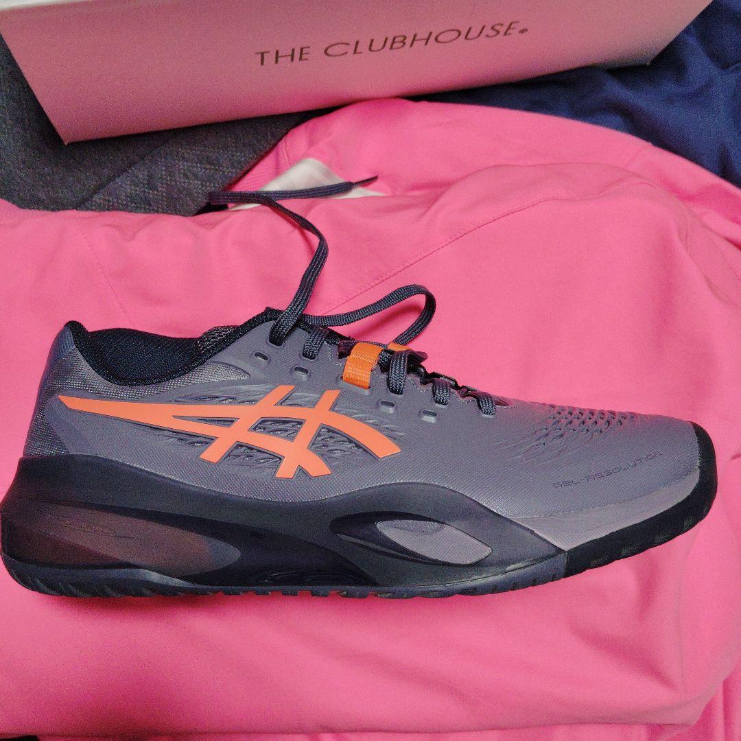 着用1回アシックス　ゲルレゾリューションX25.5cm 2Eグレー オレンジ