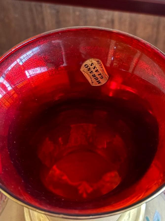 【田中さんメイン】ベネチアングラス ムラノガラス 花瓶 赤金