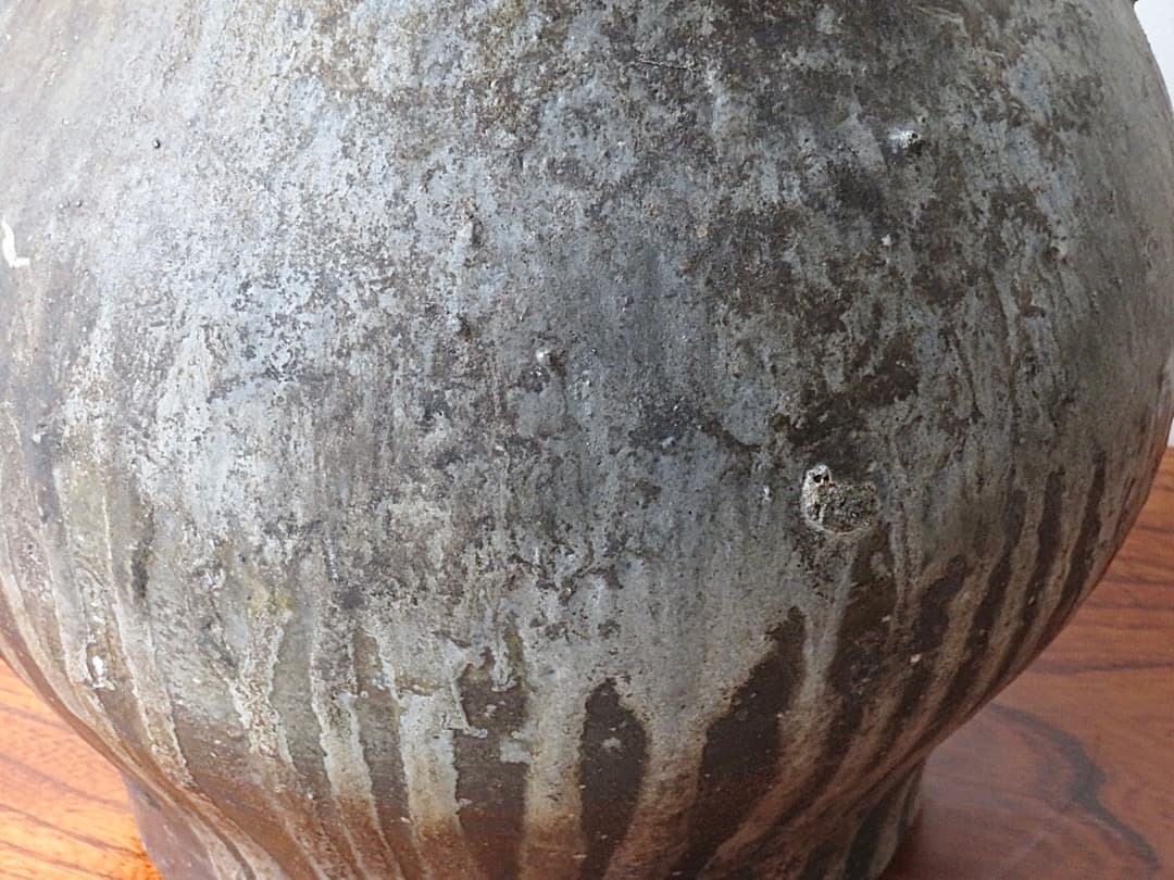 【値下】青娥窯　松元洋一作⑦　『自然釉花入』　穴窯焼成