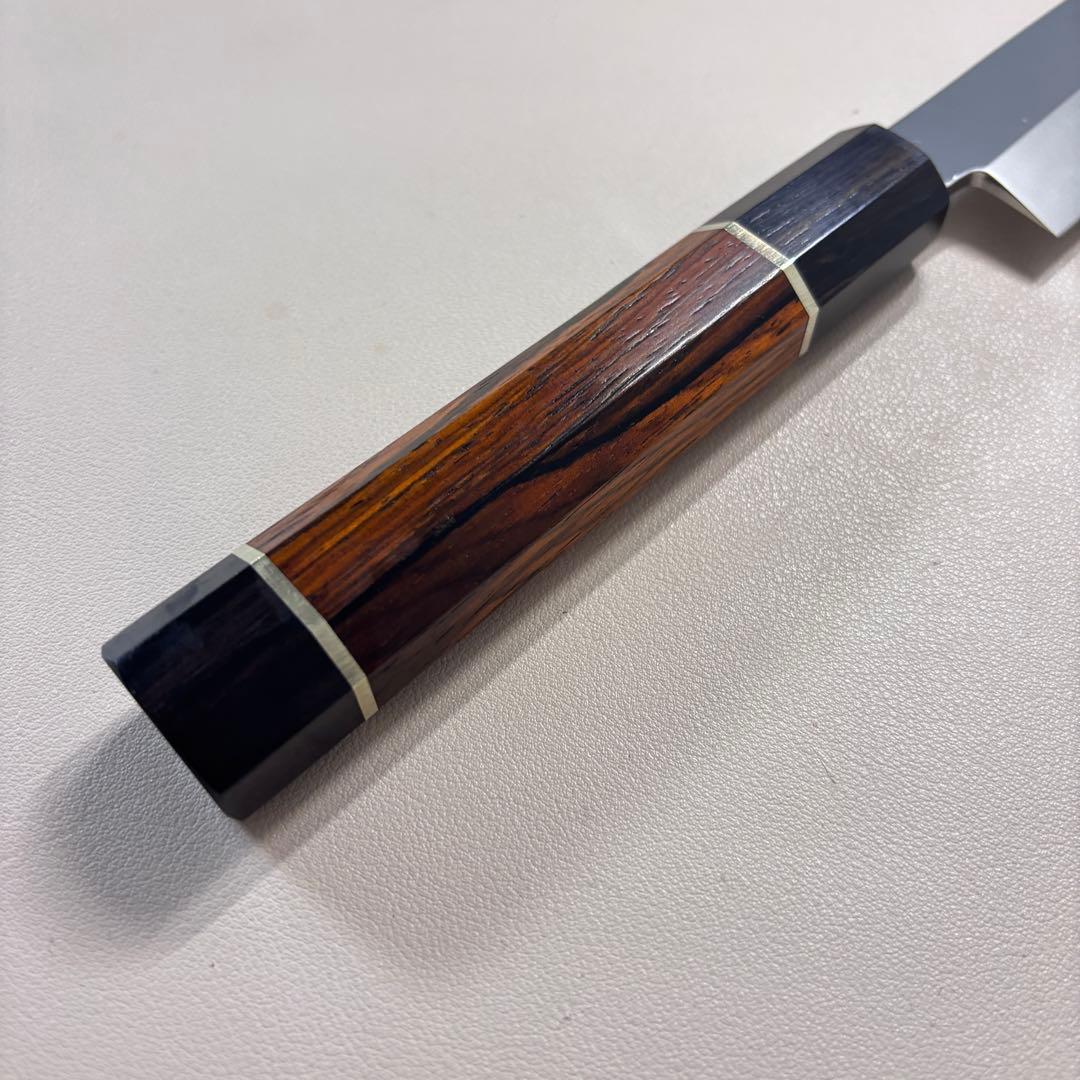 270mm 切付柳刃包丁 鏡面　天然木八角柄 刺身包丁 「全鋼」'+