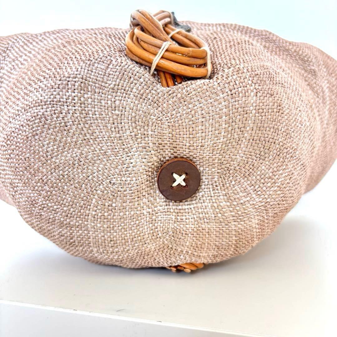 【希少レア】エバゴス チャーム カゴバッグ マルシェ 帽子型 パナマ ボタン