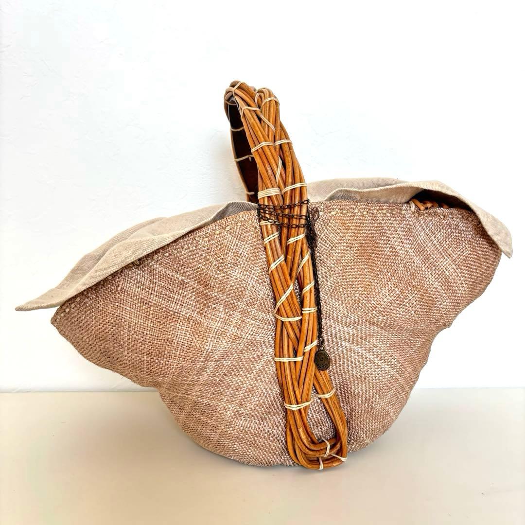 【希少レア】エバゴス チャーム カゴバッグ マルシェ 帽子型 パナマ ボタン