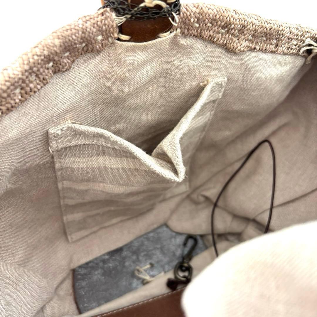 【希少レア】エバゴス チャーム カゴバッグ マルシェ 帽子型 パナマ ボタン