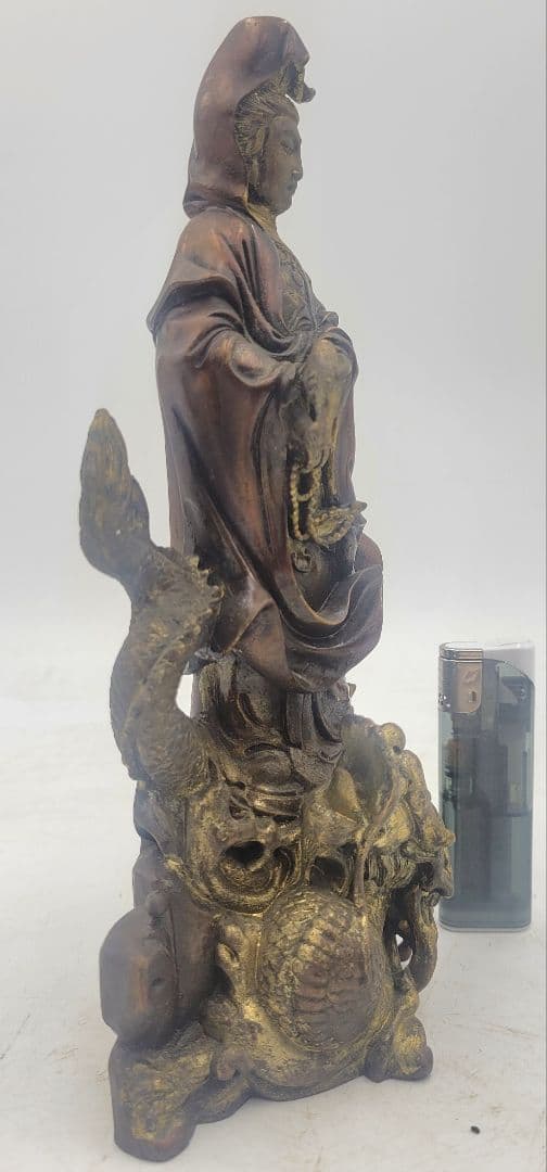 銅製　龍頭観音　仏像　観音像　金属工芸