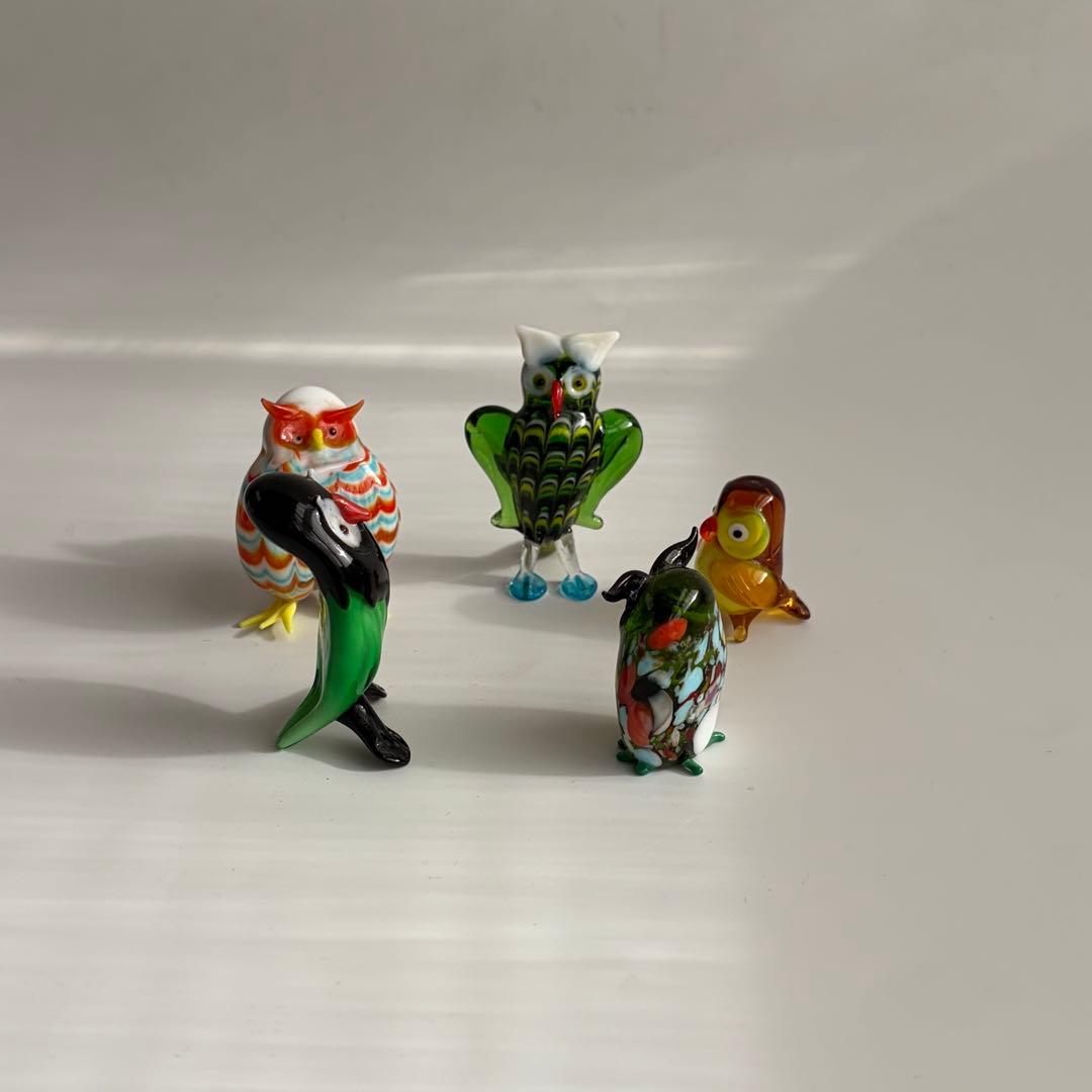 ベネチアングラス　フクロウ　イタリア　ムラーノ島　手づくり　工芸　職人　かわいい