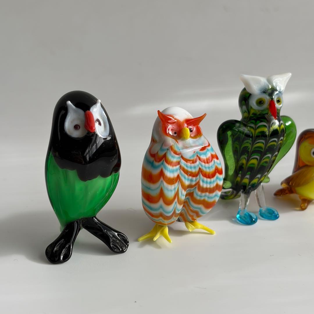 ベネチアングラス　フクロウ　イタリア　ムラーノ島　手づくり　工芸　職人　かわいい