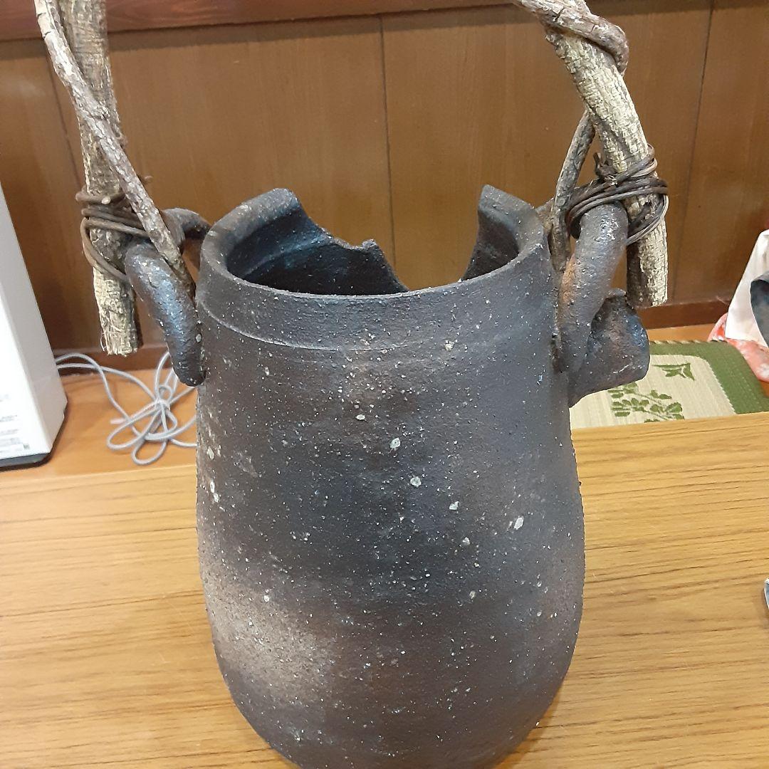 信楽焼壺型つる付き傘立て