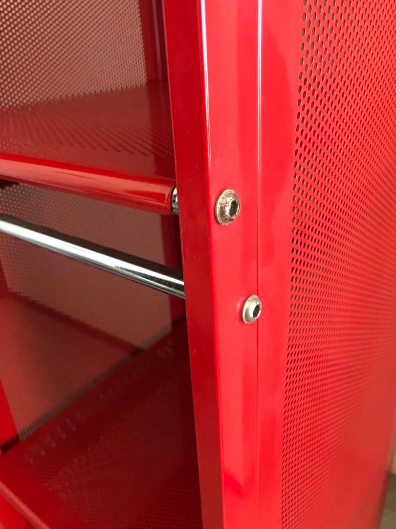 赤 スチールラック キャビネット スライド扉付　コンパートメントラック 棚 収納