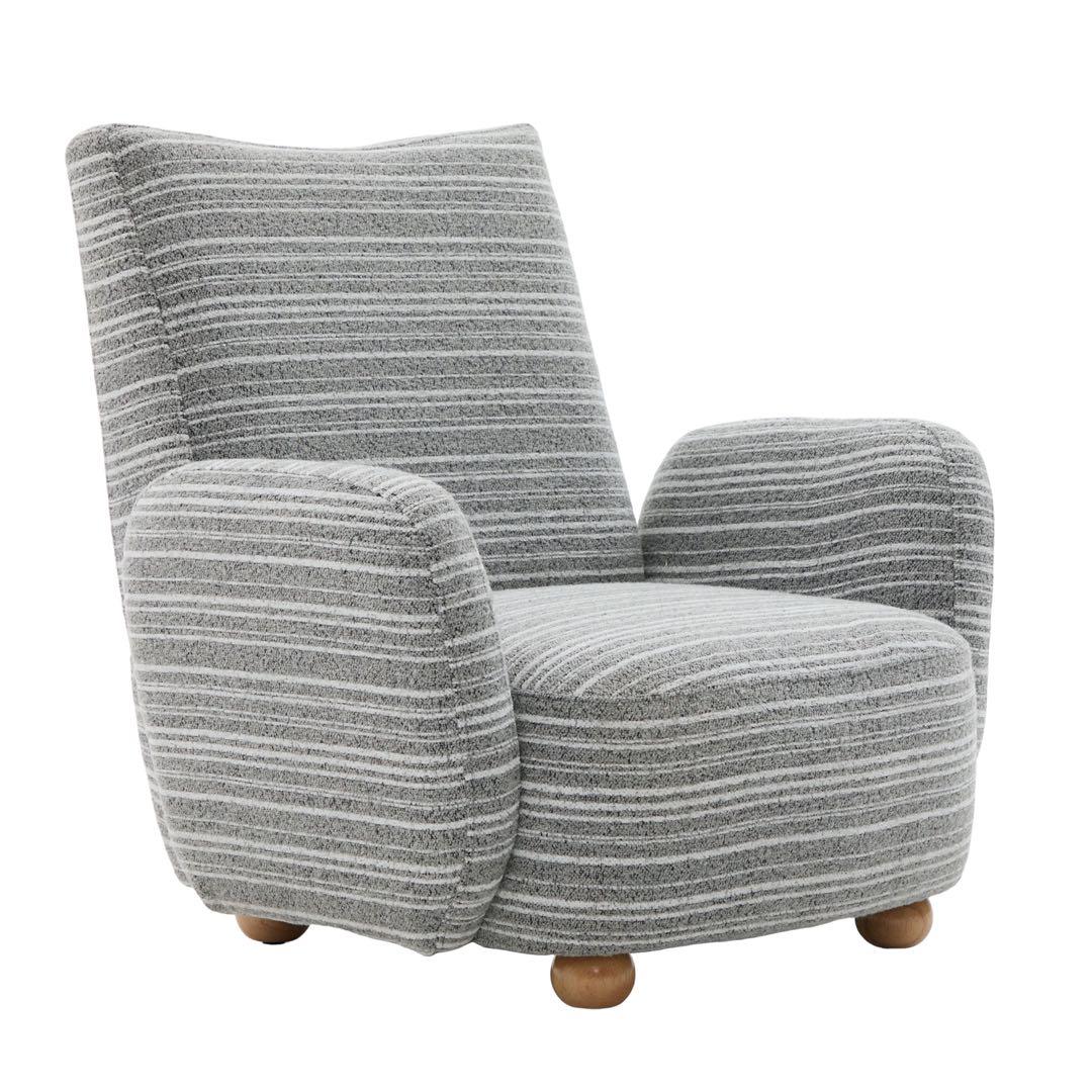 【新品】シェニール＆無垢材 1人用ソファ 高級ラウンジチェア