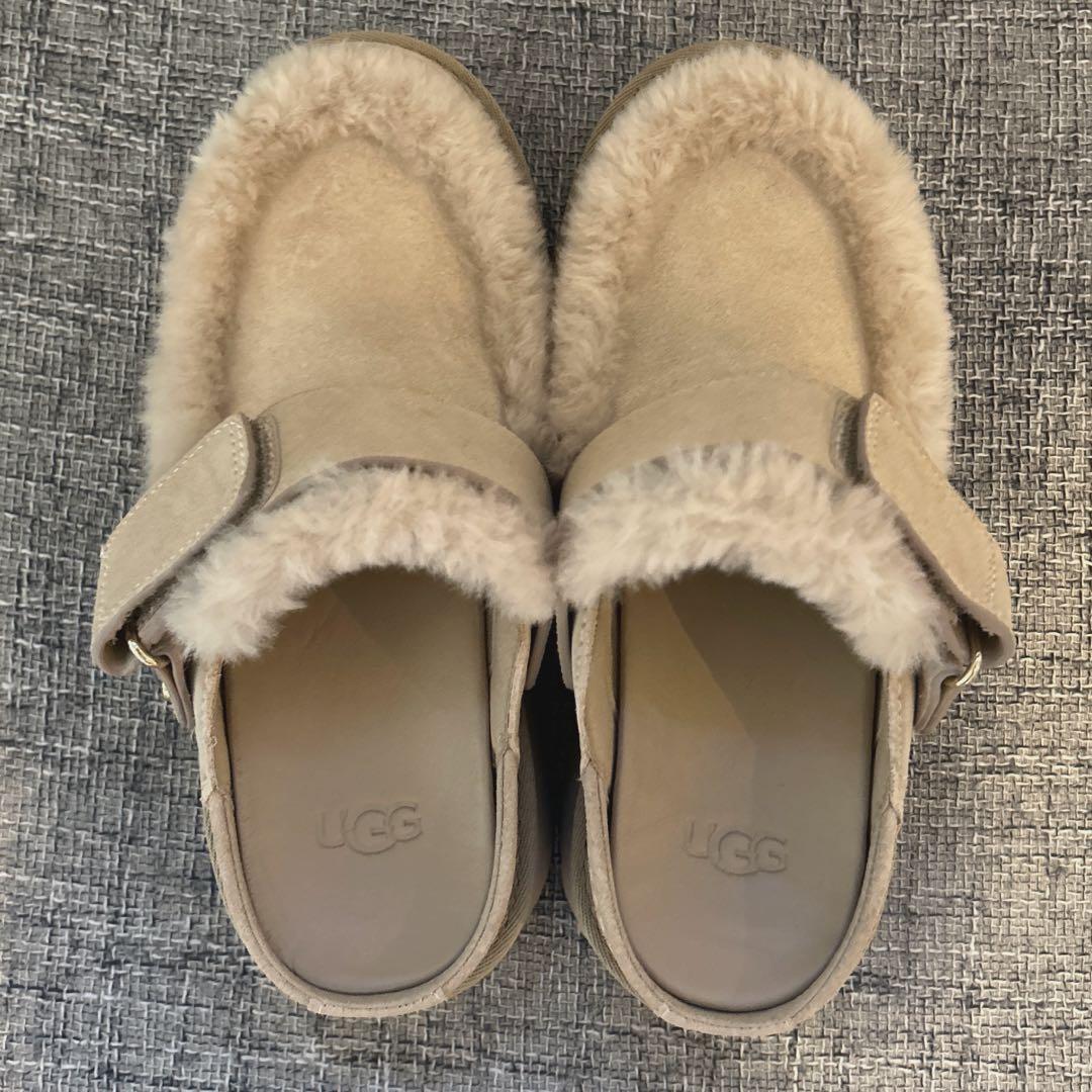 【公式購入】 UGG ベージュ ファー付き 厚底 スリッポン 2wey