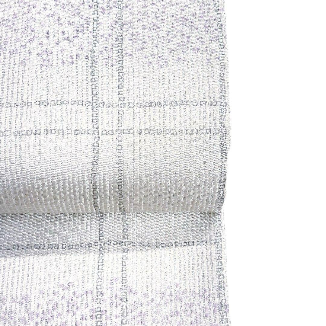 未着用　袋帯　本泥染　格子　変わり市松　銀糸　着物　091a u