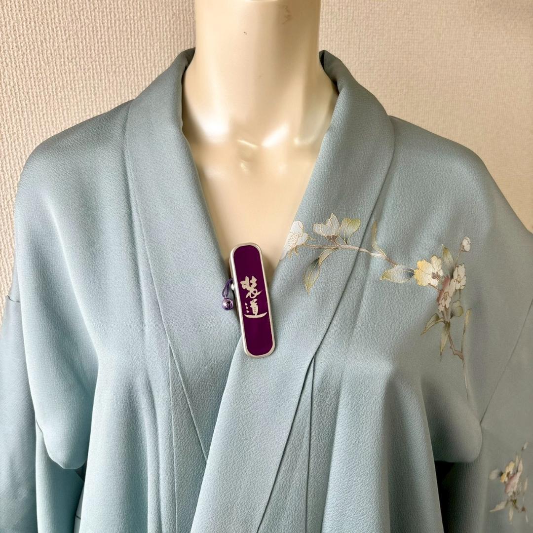 付け下げ 友禅 紋無し 浅縹色 水色 正絹 丈160 裄64 IS1081☆