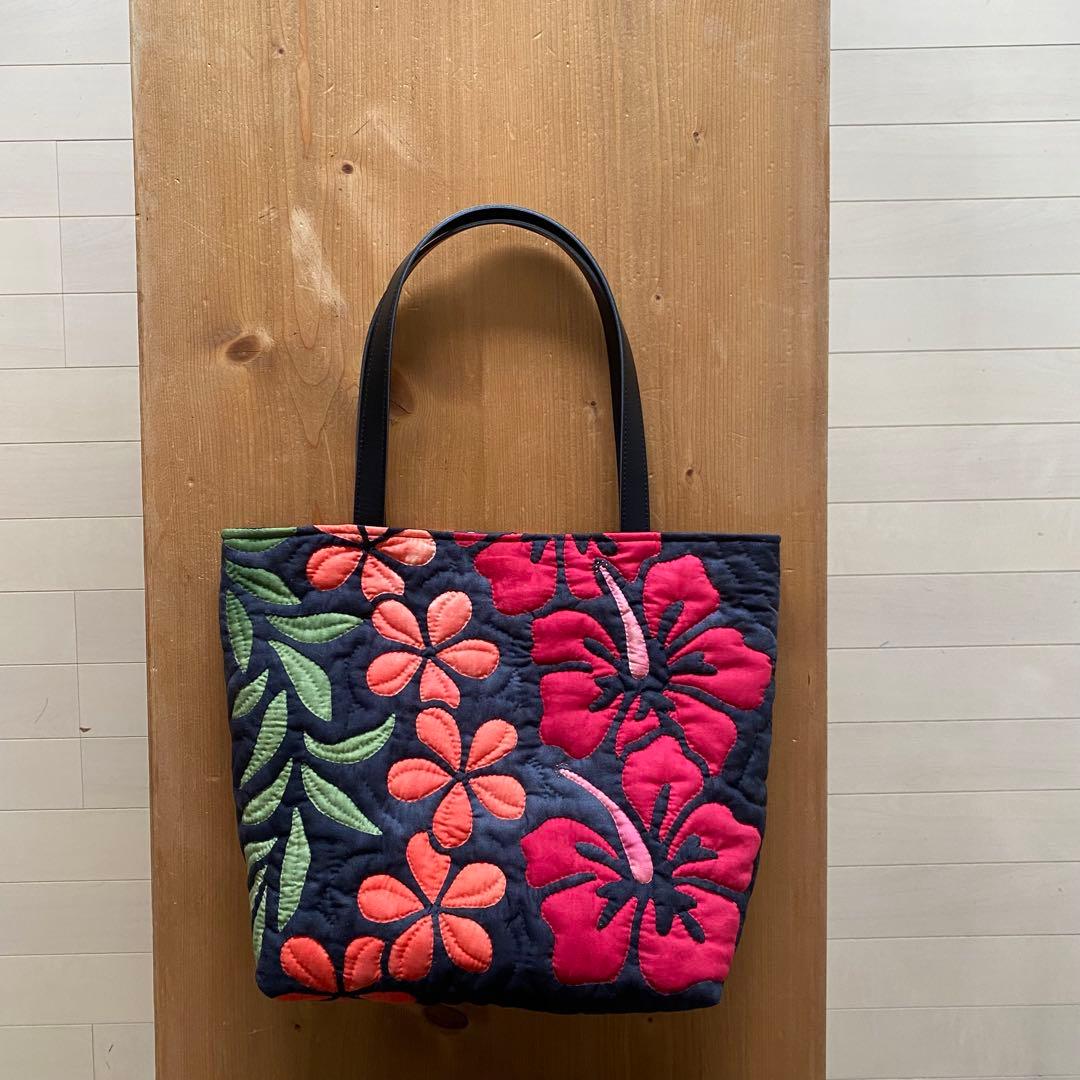 ハワイアンキルト◆トートバッグ◆ハイビスカス◆プルメリア◆ハンドメイド
