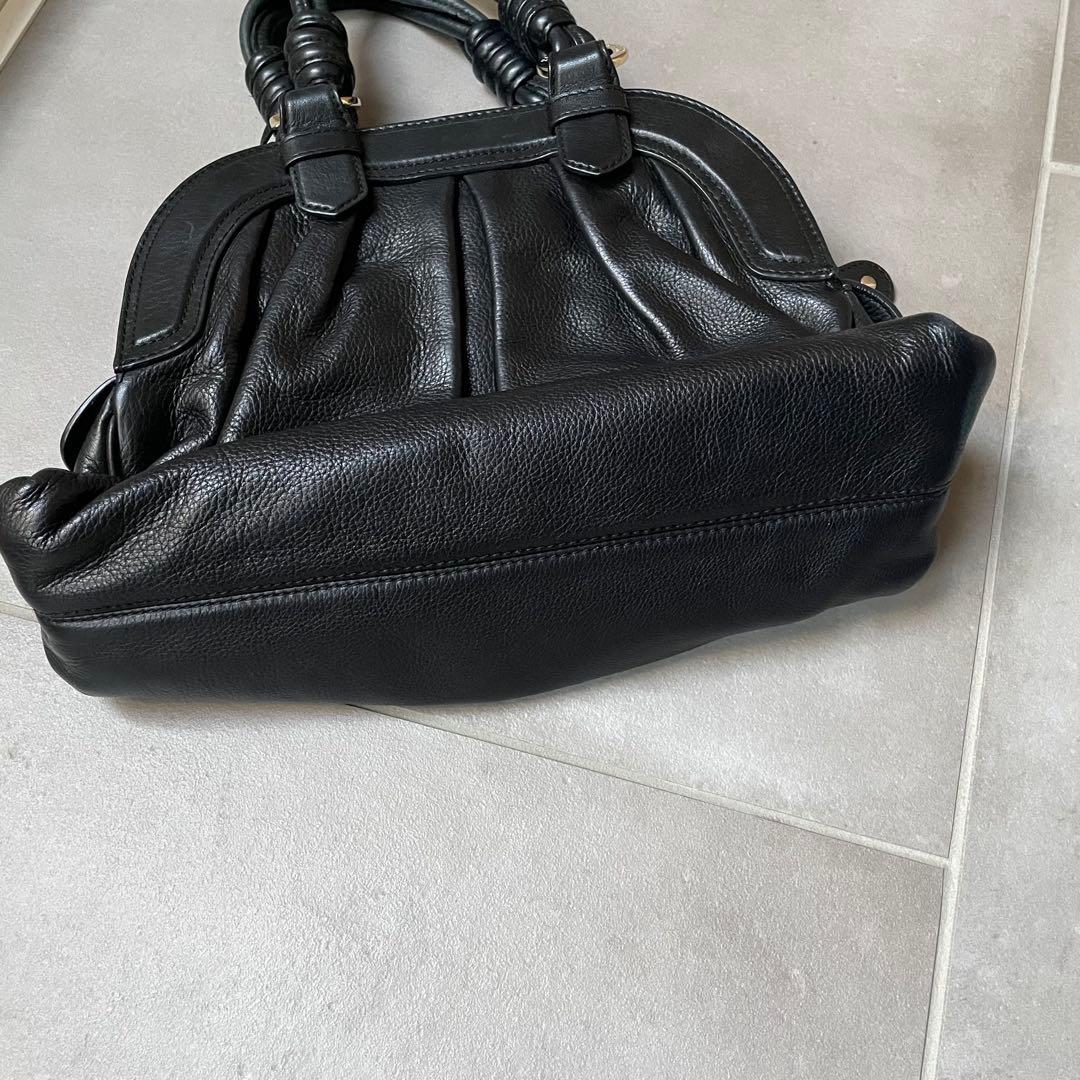 美品BALLY バリー シボ革 レザーブラック 黒 本　革BAG バッグ