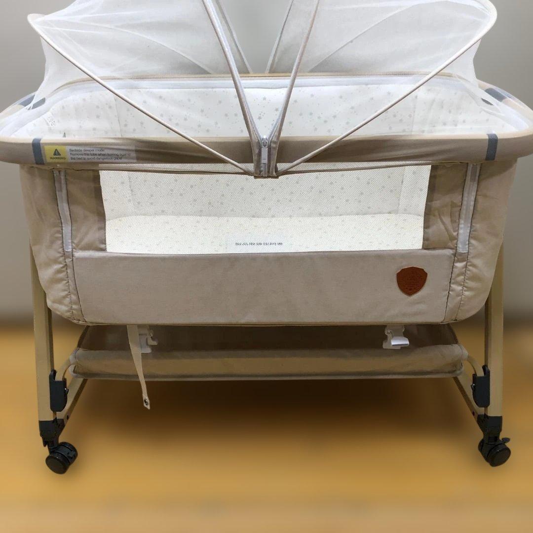 HZDMJ ベビーベッド ベビーサイドベッド キャスター付 112956-2