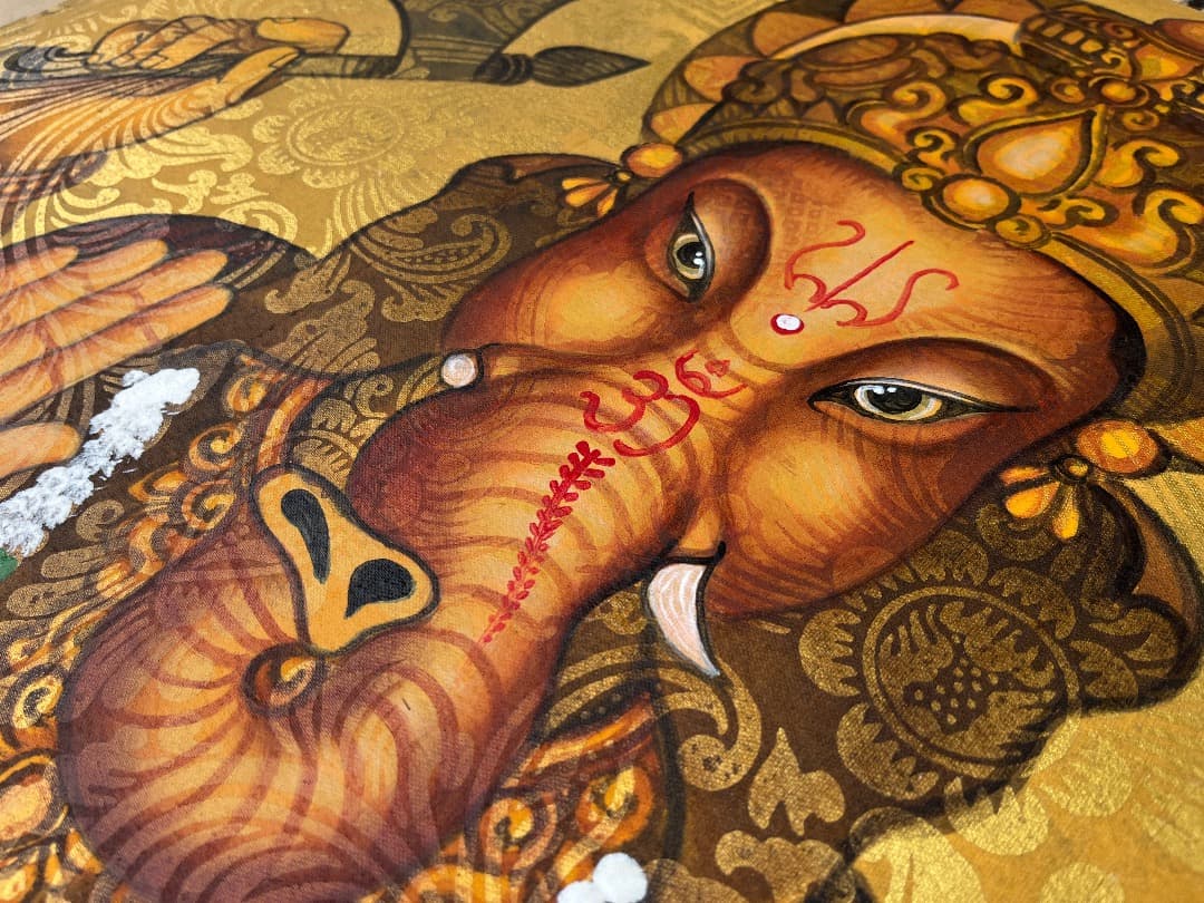 バリ島絵画 鳥 絵画 +ガネーシャ バリアート2点 大型