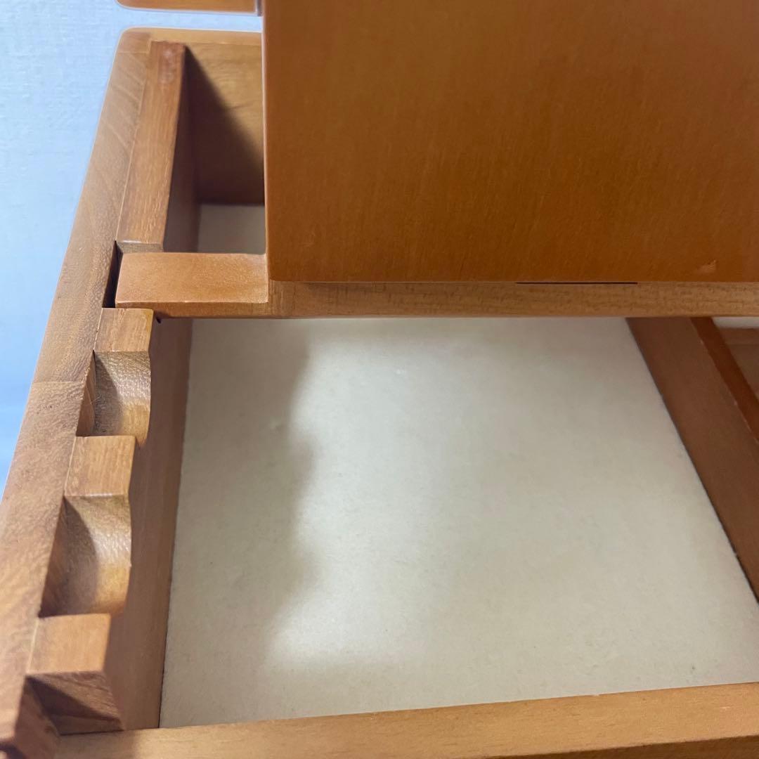 化粧箱 木目 三面鏡 木製 レトロ メイクボックス ドレッサー