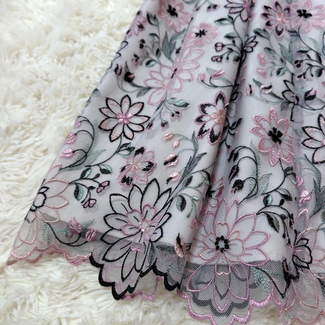 【極美品♡希少42】ローズティアラジュエル　高級フラワーチュール刺繍ワンピース