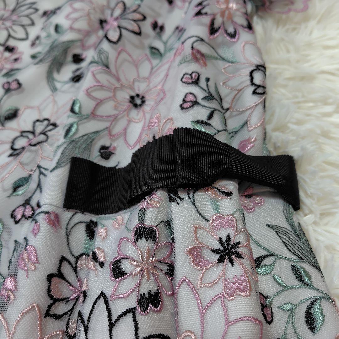 【極美品♡希少42】ローズティアラジュエル　高級フラワーチュール刺繍ワンピース